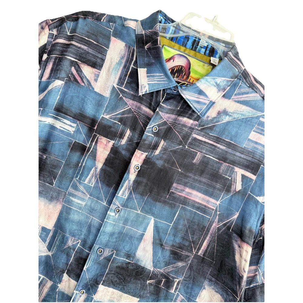 Robert Graham Men's 3XL Rocky Island Shark Print Silk Blend Shirt Rare